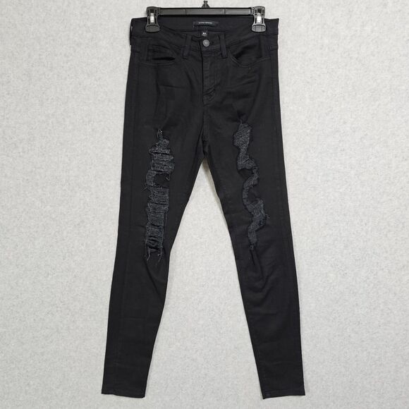 Flying Monkey Distressed Jeans Black Skinny Stretch Denim Womens Size 27 - Picture 1 of 11